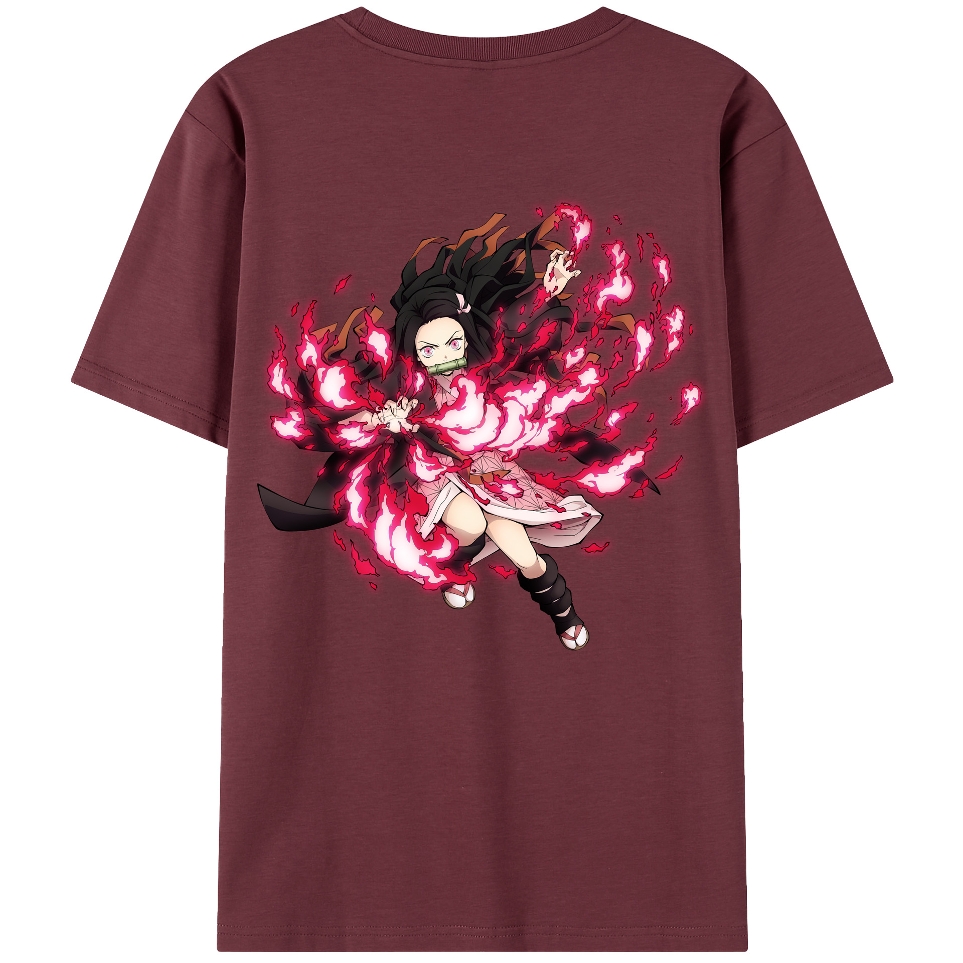 （画像用） 鬼滅の刃（きめつのやいば）竈門 禰󠄀豆子／かまど ねずこ Kamado Nezuko 綿100％半袖Tシャツ（背面プリント）